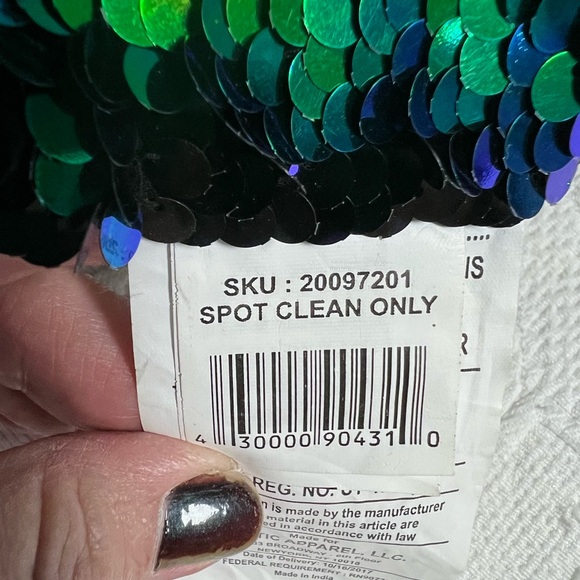 Black Sequin Pillow with Green LOVE Design - Picture 8 of 11